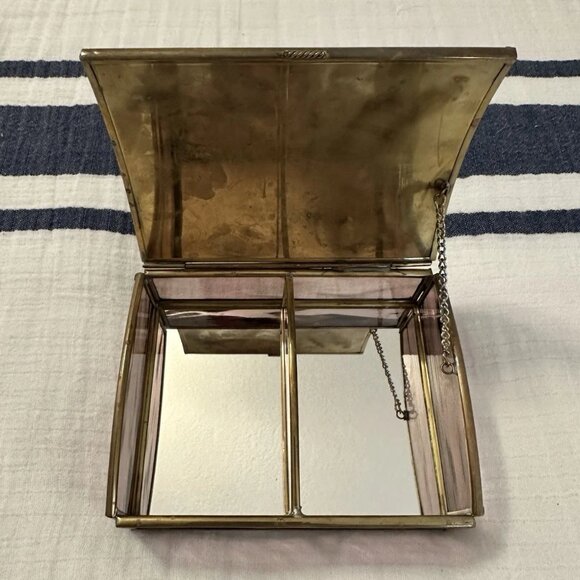 Vintage Trinket Jewelry Box - Metal & Glass - Angel with Dove - Enesco Brand - Picture 5 of 12